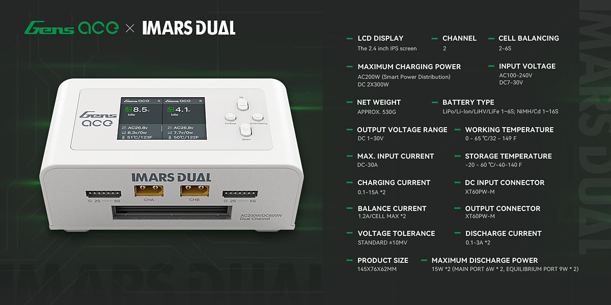Gens ace Imars Dual Charger Parameters
