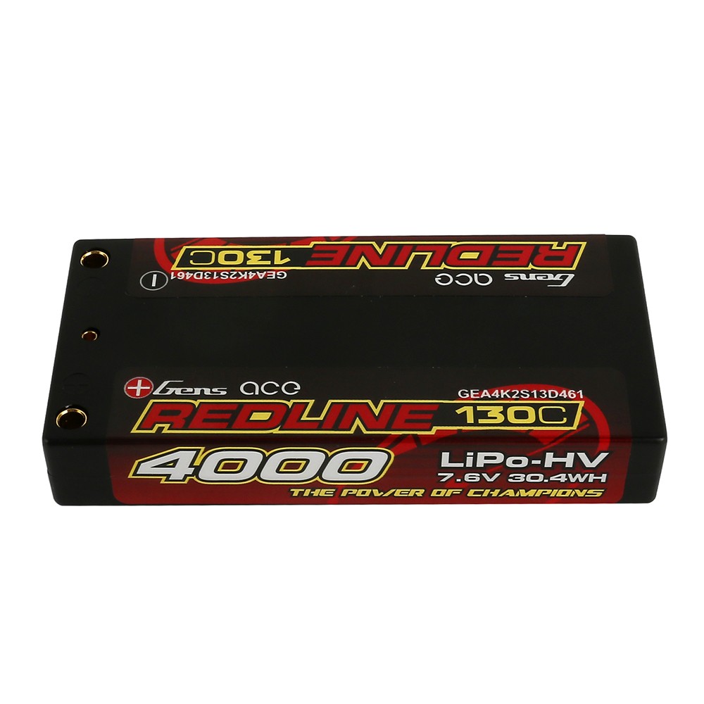 Gens Ace Redline 4000mAh 7.6V Shorty 130C 2S HardCase RC Car HV Lipo Battery
